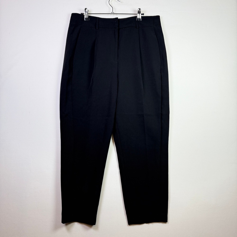 EXPRESS Black High Rise Ankle‎ Pleated Tapered Dress Pants 12 Petite